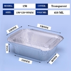 Fabricante Contenedor de caja de comida de aluminio desechable con cubierta de 410 ml 150*120*55mm