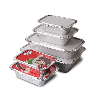190*110*45MM Envases para alimentos Envases para alimentos Envases de cajas de 500 ml con tapa en aluminio Envases desechables en papel de aluminio