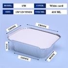 Fabricante Contenedor de caja de comida de aluminio desechable con cubierta de 410 ml 150*120*55mm