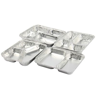 Caja de comida de aluminio de 800ml 230mm*175mm*38mm Contenedor mayorista bandeja cuadrada cacerolas de alta calidad 2 rejilla