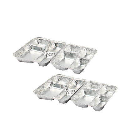 Compartimiento Dividido en papel de aluminio Caja de comida resistente a altas temperaturas