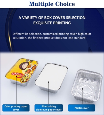 Color dorado Pared lisa bandeja de contenedor de alimentos de papel de aluminio con tapa sellable tapas de plástico CREC620 Yysm