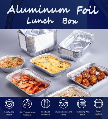 Color dorado Pared lisa bandeja de contenedor de alimentos de papel de aluminio con tapa sellable tapas de plástico CREC620 Yysm