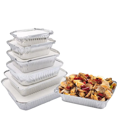 Caja de comida de papel de aluminio desechable pequeña olla caliente olla de comida para llevar con pescado asado comida de papel de aluminio calentada