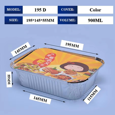 Caja de comida de papel de aluminio desechable pequeña olla caliente olla de comida para llevar con pescado asado comida de papel de aluminio calentada