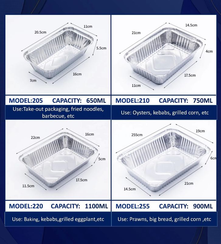 Caja de comida de aluminio de aluminio de aluminio de calidad alimentaria personalizada para la industria gastronómica